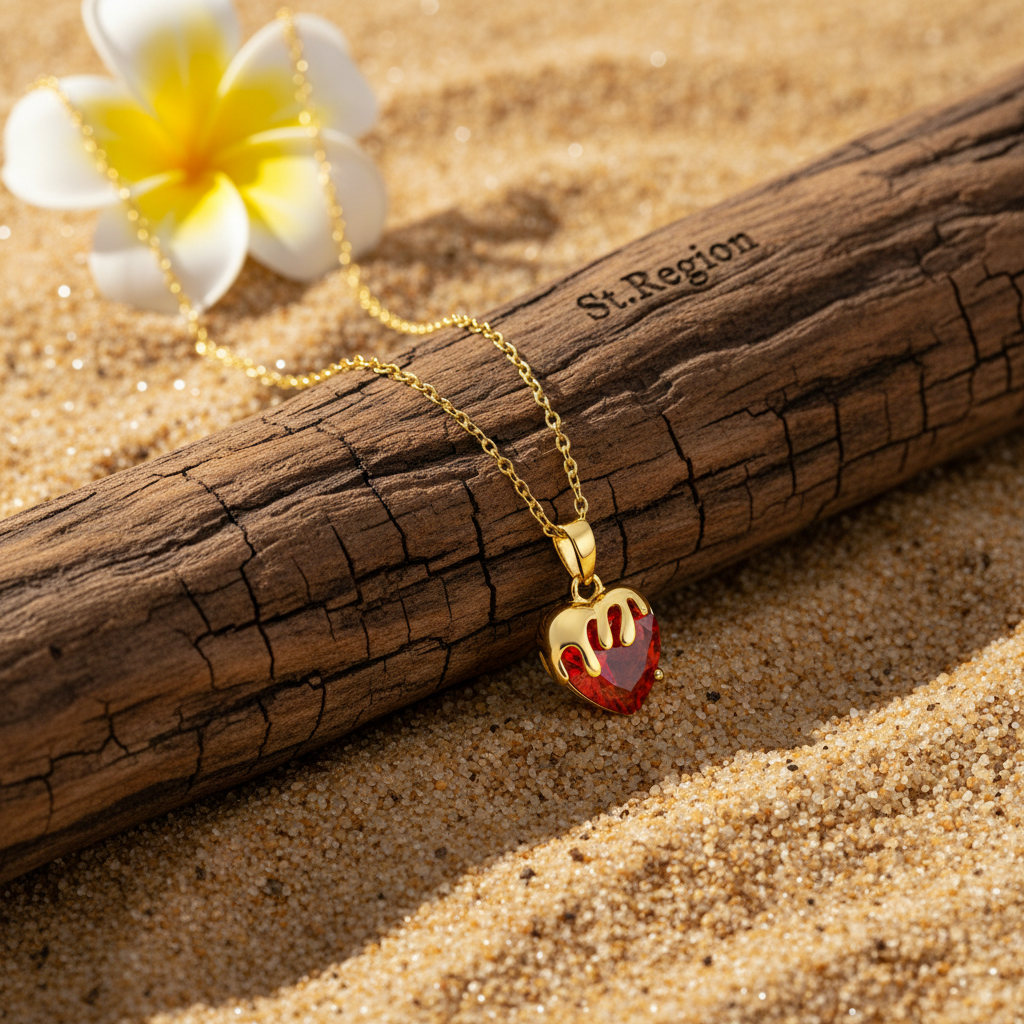Red Crystal & 18K Gold-Plated Heart Drip Pendant Necklace - Street Region