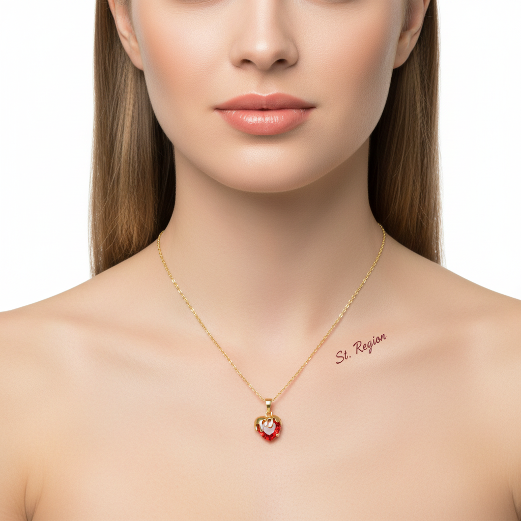 Red Crystal & 18K Gold-Plated Heart Drip Pendant Necklace - Street Region