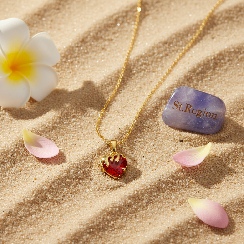 Red Crystal & 18K Gold-Plated Heart Drip Pendant Necklace - Street Region