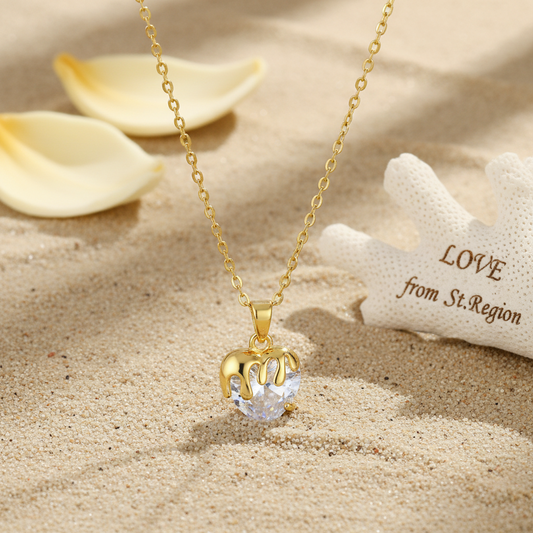 Crystal & 18K Gold-Plated Heart Drip Pendant Necklace - Street Region