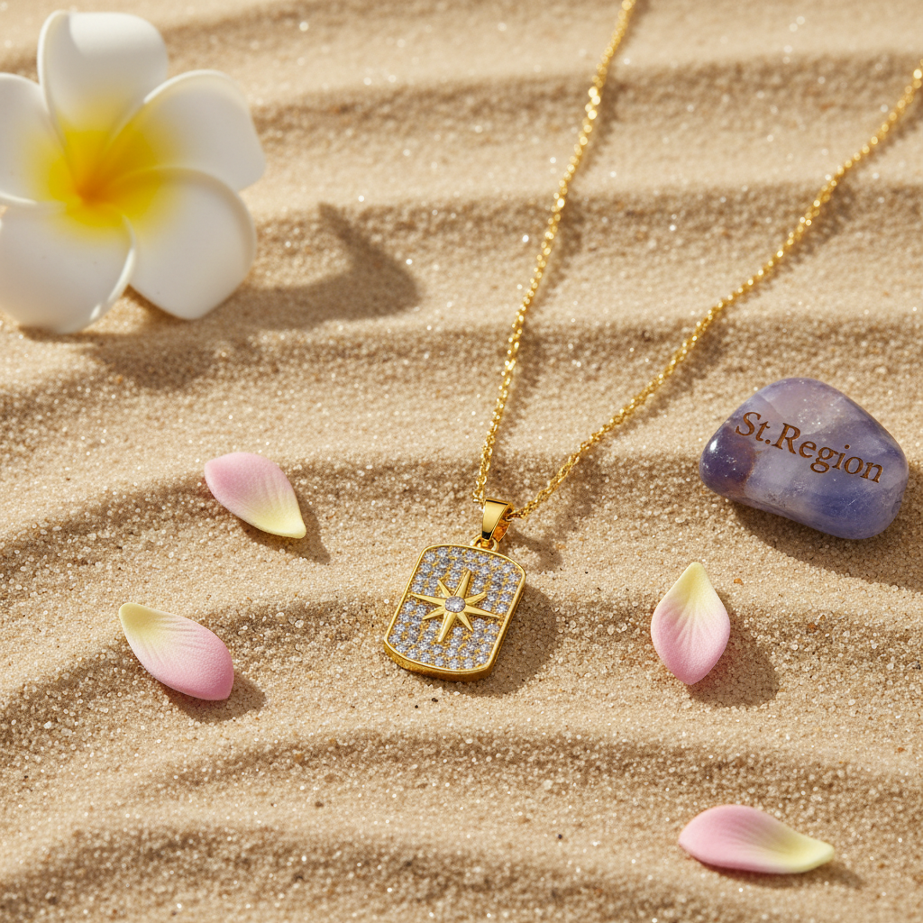 Cubic Zirconia & 18K Gold-Plated Star Rectangle Pendant Necklace - Street Region