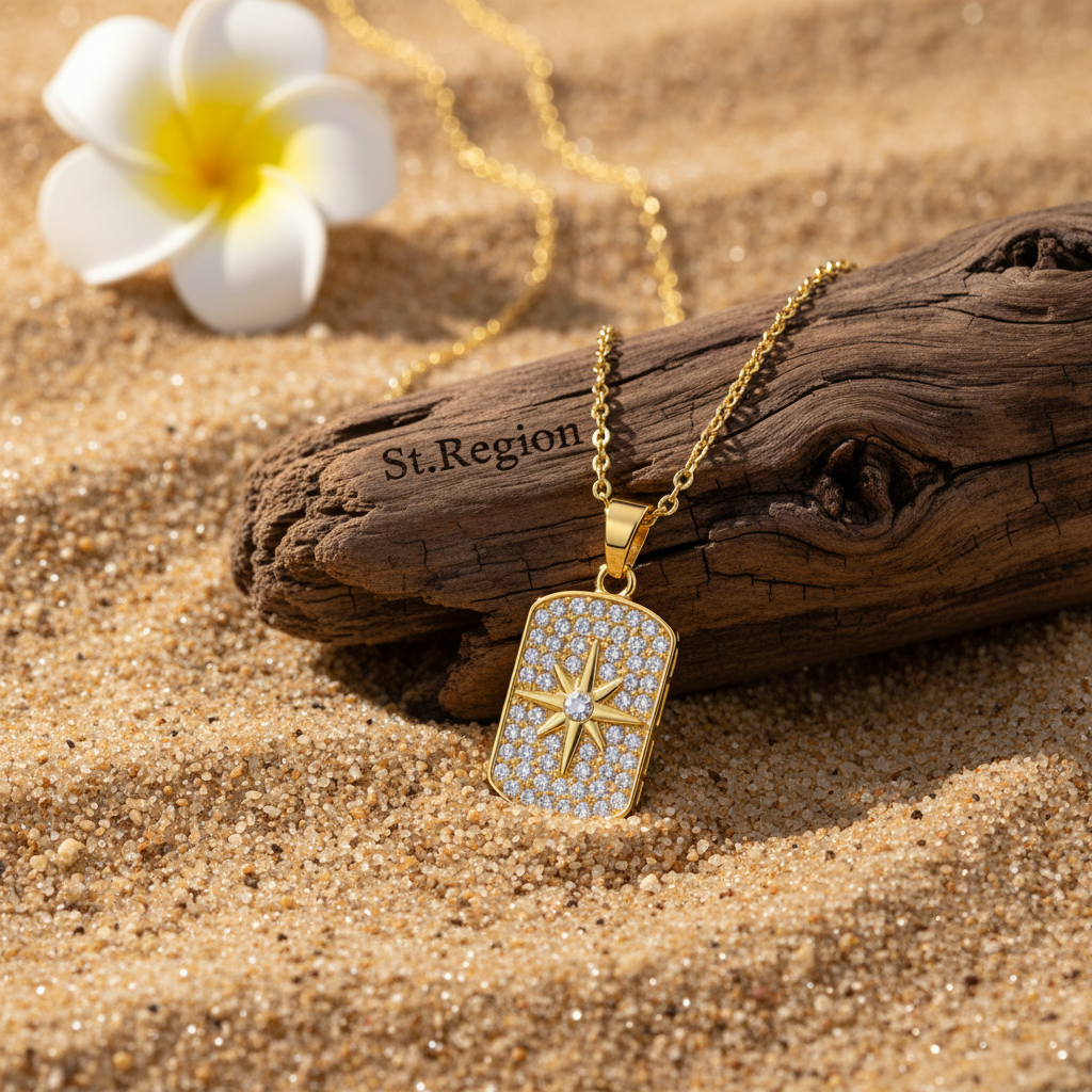 Cubic Zirconia & 18K Gold-Plated Star Rectangle Pendant Necklace - Street Region