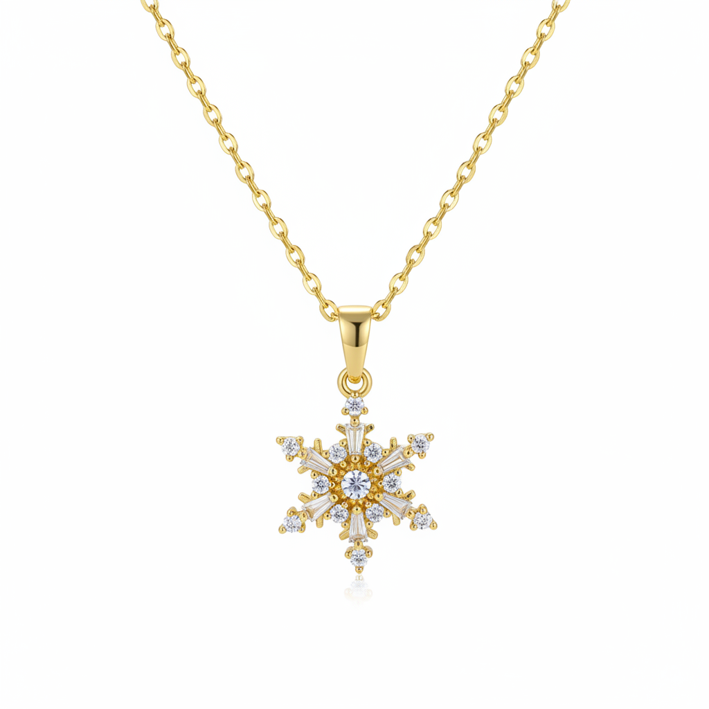 Cubic Zirconia & Crystal Snowflake Pendant Necklace - Street Region