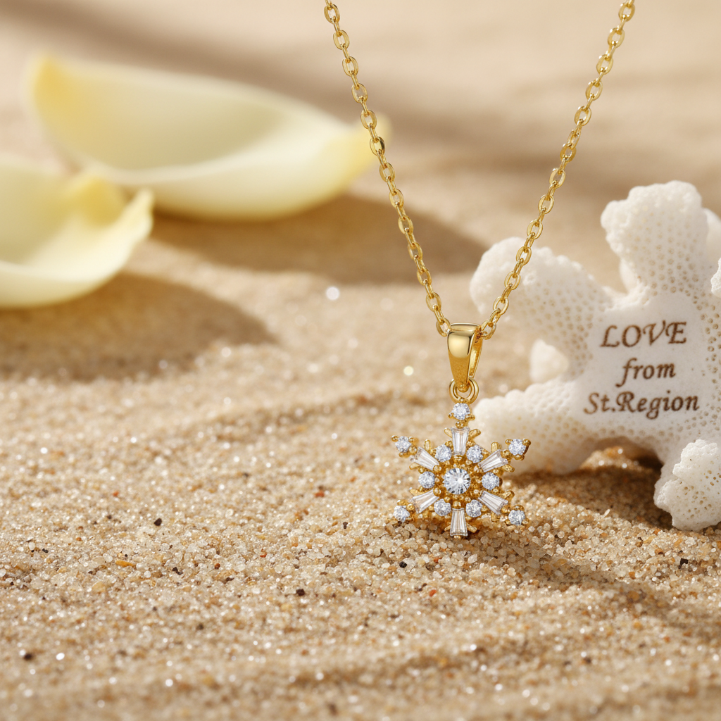 Cubic Zirconia & Crystal Snowflake Pendant Necklace - Street Region