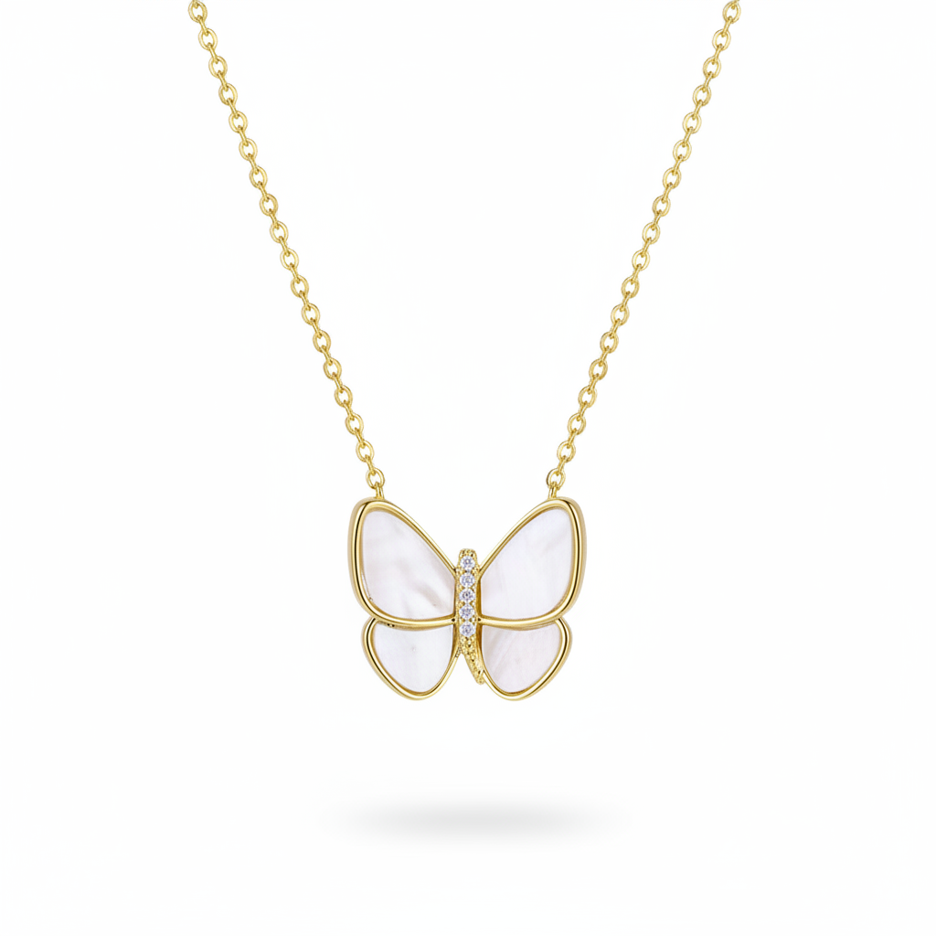 Shell & 18K Gold-Plated Butterfly Pendant Necklace - Street Region