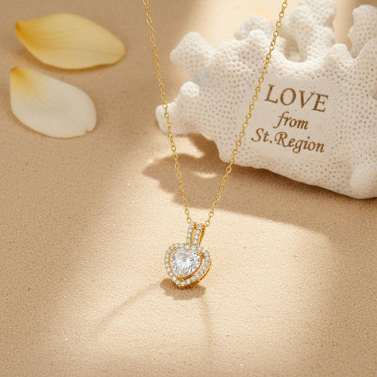 Clear Crystal & Cubic Zirconia Heart Pendant Necklace