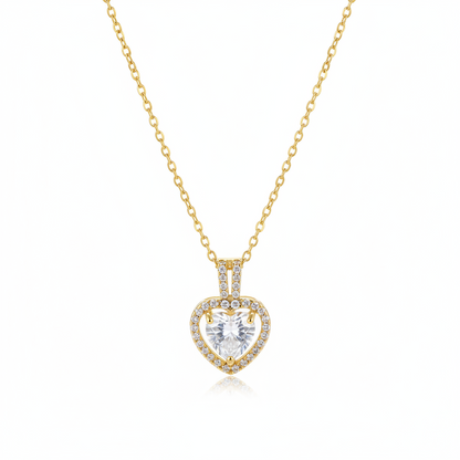 Clear Crystal & Cubic Zirconia Heart Pendant Necklace - Street Region