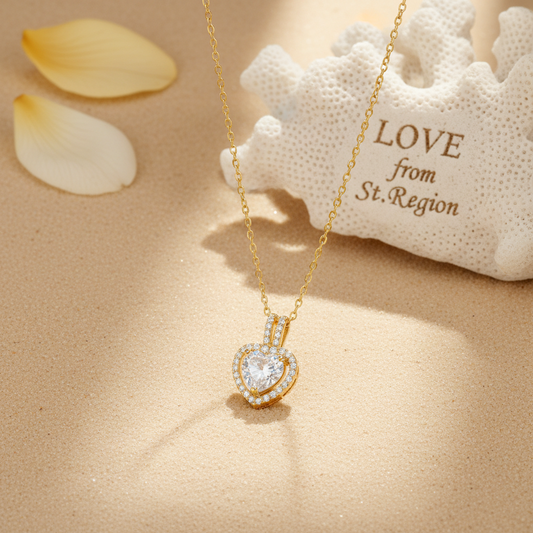 Clear Crystal & Cubic Zirconia Heart Pendant Necklace - Street Region