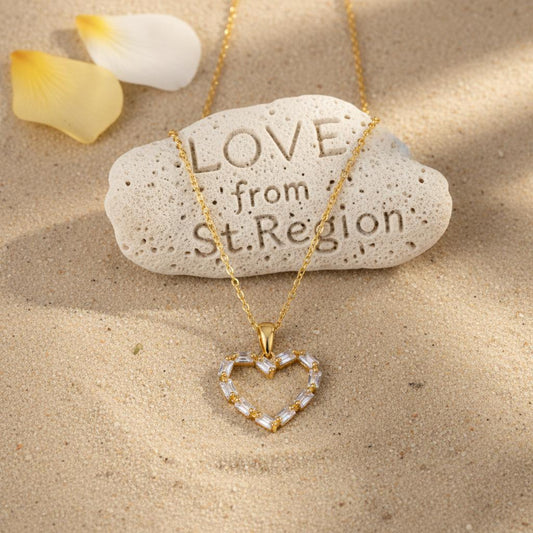 Crystal & 18K Gold-Plated Open Heart Pendant Necklace
