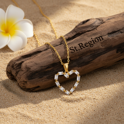 Crystal & 18K Gold-Plated Open Heart Pendant Necklace - Street Region