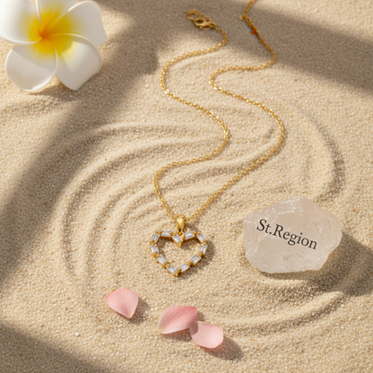 Crystal & 18K Gold-Plated Open Heart Pendant Necklace - Street Region