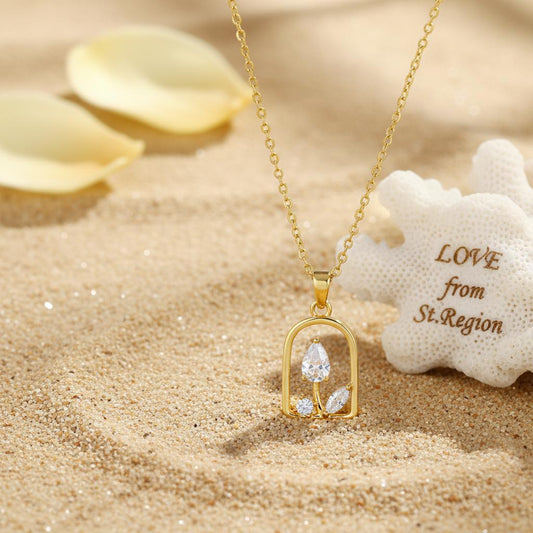 Crystal & 18K Gold-Plated Vase Pendant Necklace