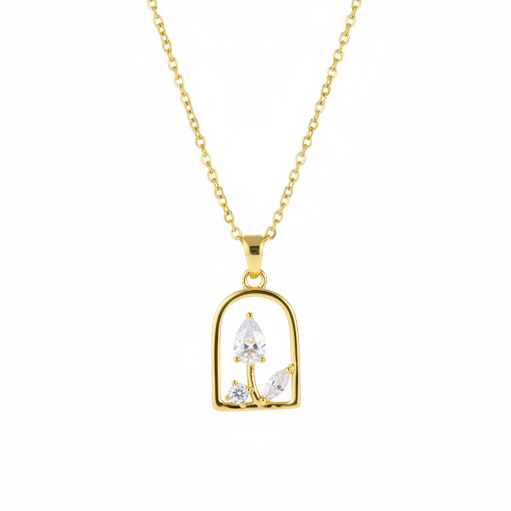 Crystal & 18K Gold-Plated Vase Pendant Necklace - Street Region