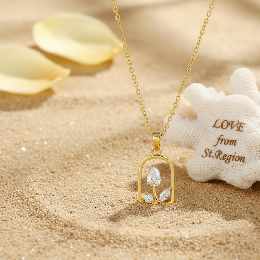 Crystal & 18K Gold-Plated Vase Pendant Necklace - Street Region