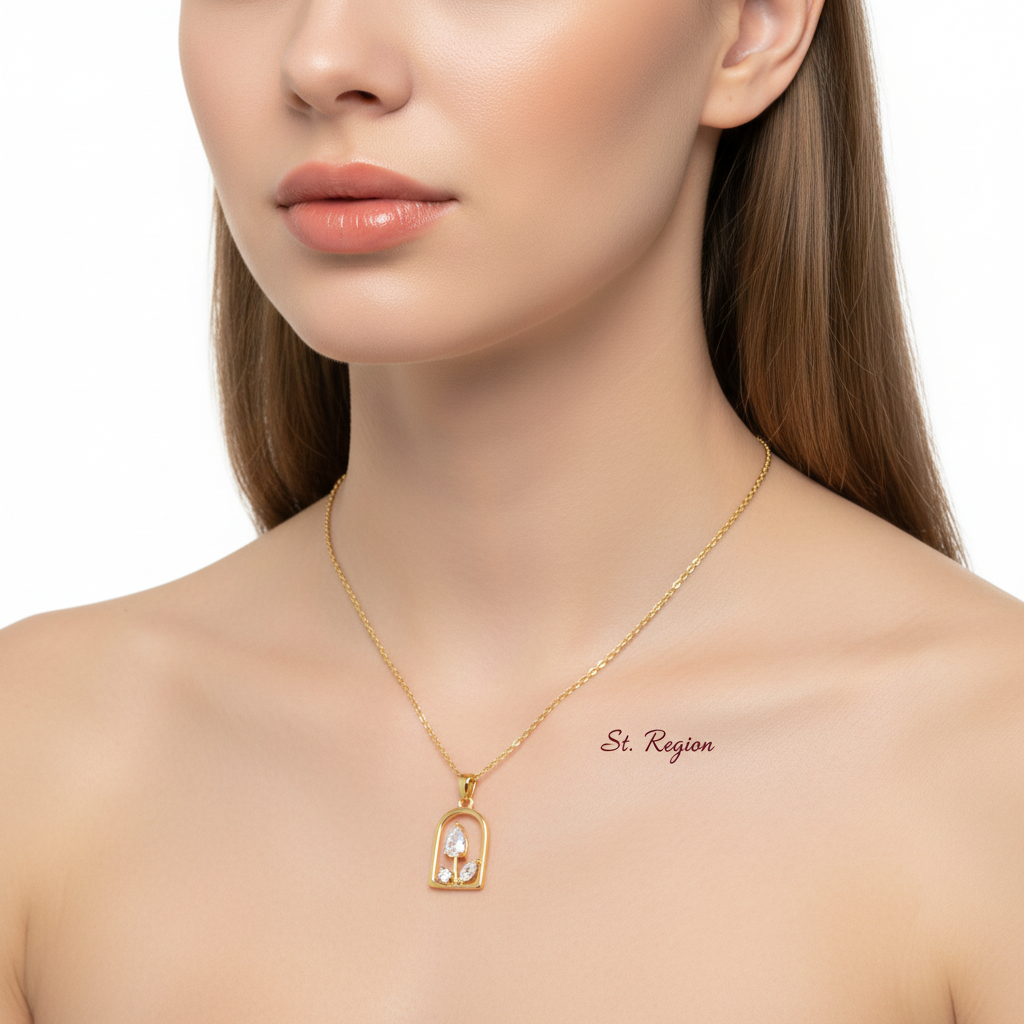 Crystal & 18K Gold-Plated Vase Pendant Necklace - Street Region