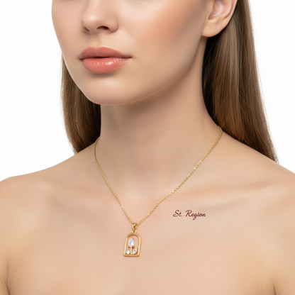 Crystal & 18K Gold-Plated Vase Pendant Necklace - Street Region