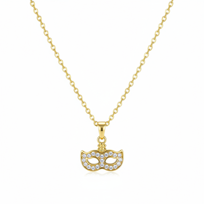 Cubic Zirconia & 18K Gold-Plated Mask Pendant Necklace - Street Region