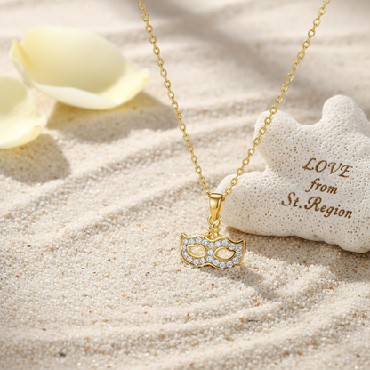 Cubic Zirconia & 18K Gold-Plated Mask Pendant Necklace - Street Region