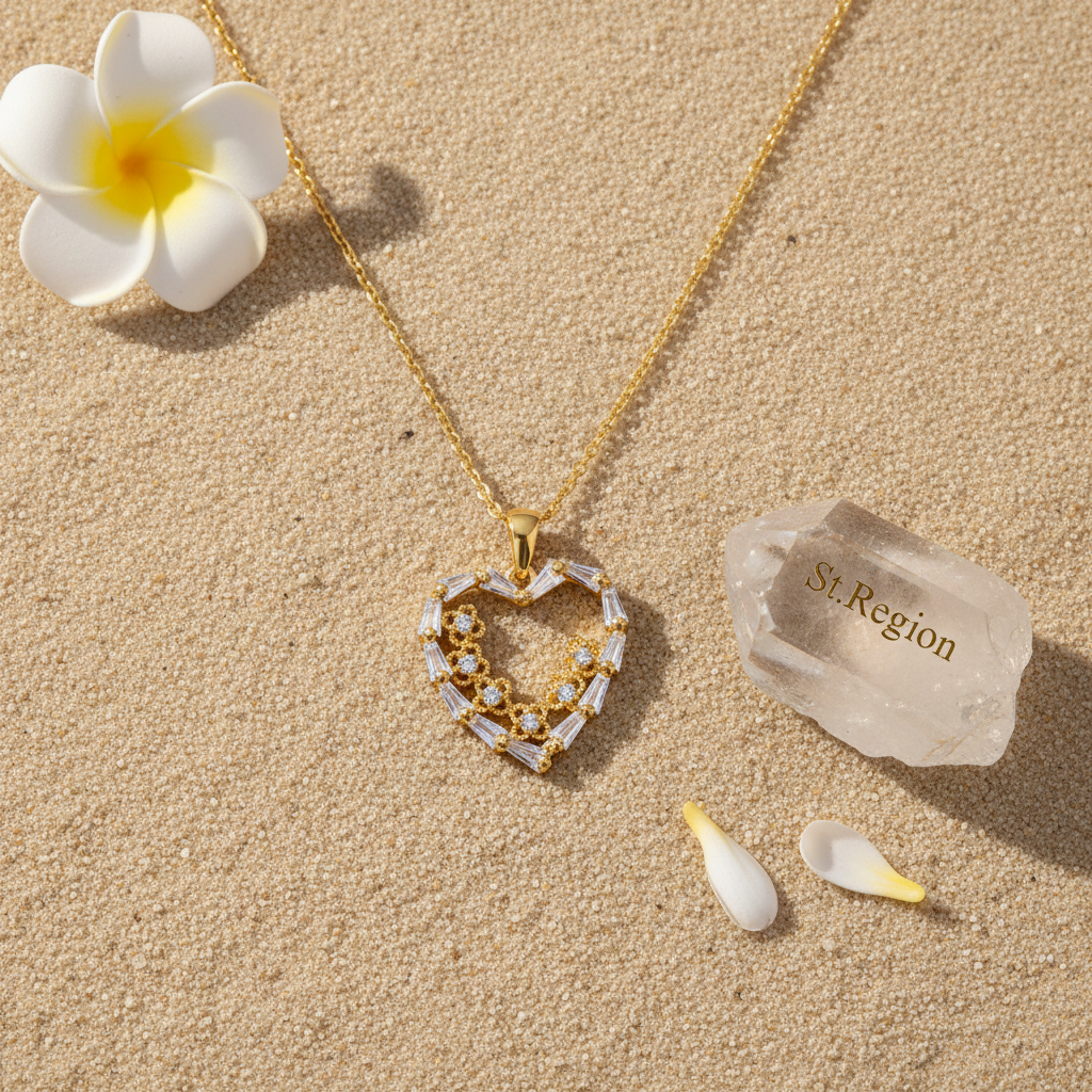 Clear Cubic Zirconia & 18K Gold-Plated Floral Heart Pendant Necklace - Street Region
