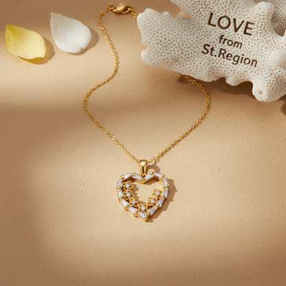 Clear Cubic Zirconia & 18K Gold-Plated Floral Heart Pendant Necklace - Street Region