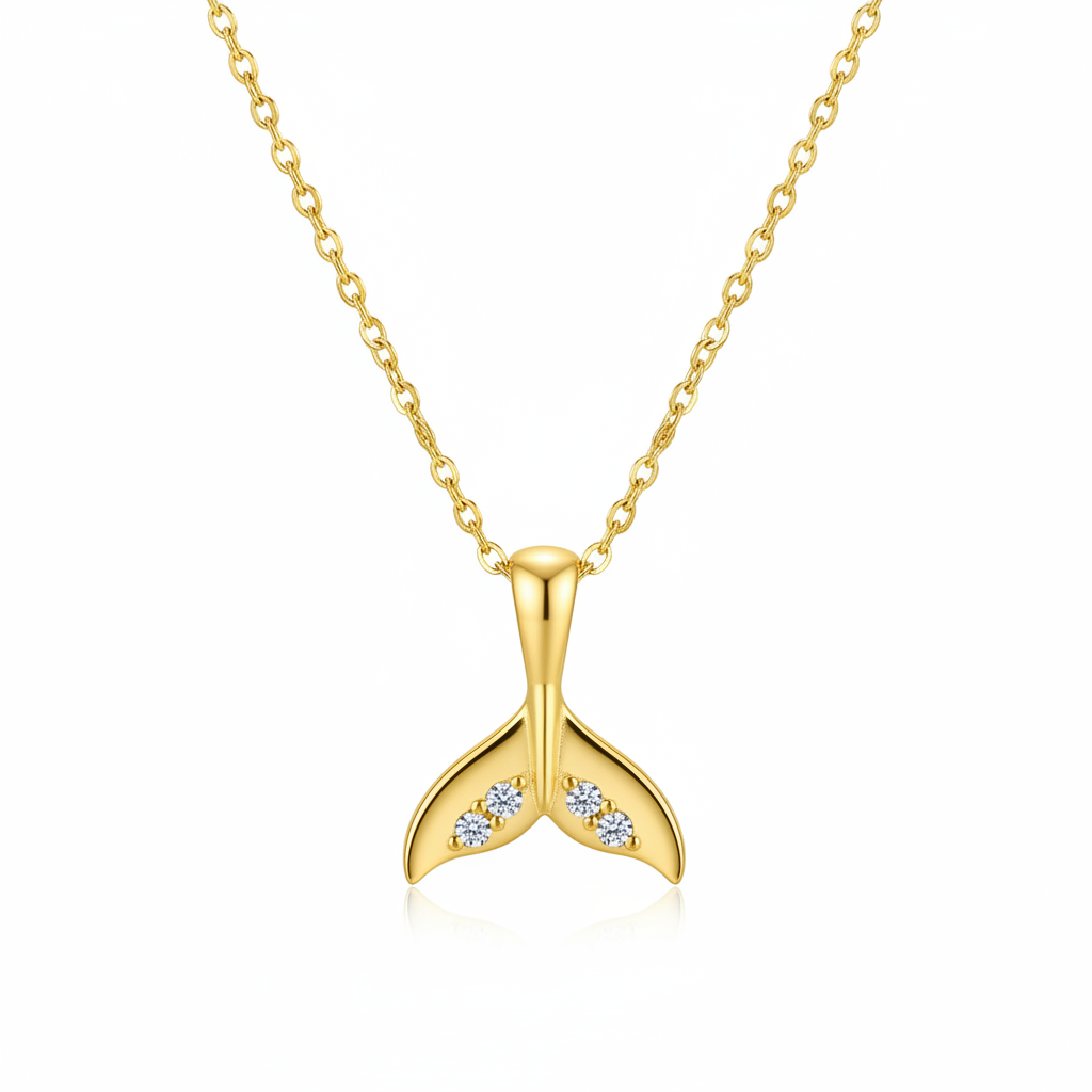 Cubic Zirconia & 18K Gold-Plated Fishtail Pendant Necklace - Street Region