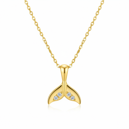 Cubic Zirconia & 18K Gold-Plated Fishtail Pendant Necklace - Street Region