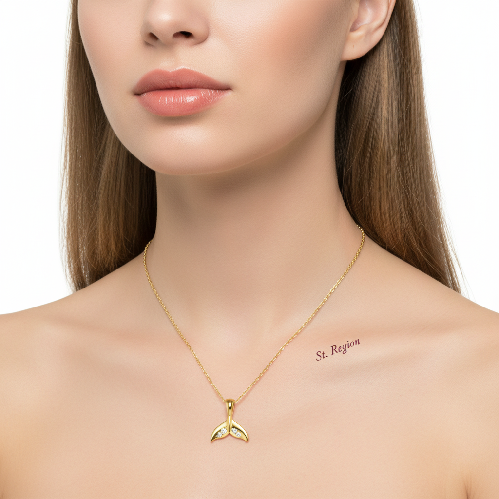Cubic Zirconia & 18K Gold-Plated Fishtail Pendant Necklace - Street Region