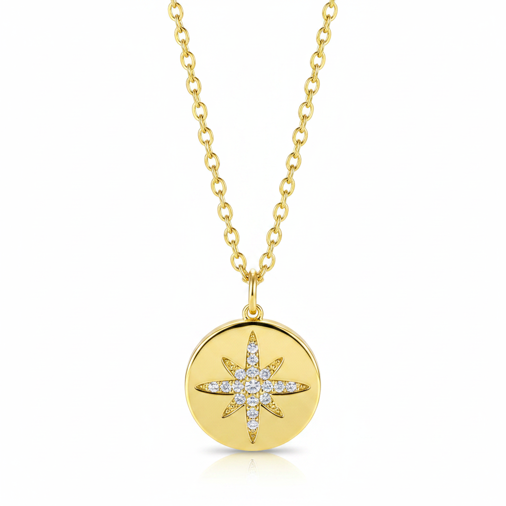Cubic Zirconia & 18K Gold-Plated Star Round Pendant Necklace - Street Region