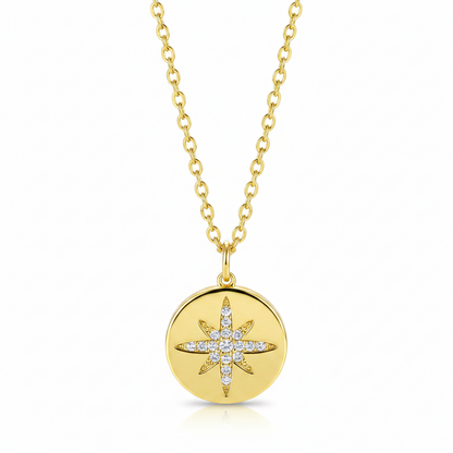 Cubic Zirconia & 18K Gold-Plated Star Round Pendant Necklace - Street Region