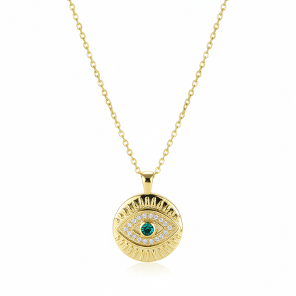 Cubic Zirconia & 18K Gold-Plated Eye Round Pendant Necklace - Street Region