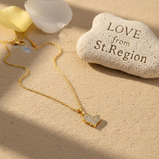 Cubic Zirconia & 18K Gold-Plated Heart Pendant Necklace