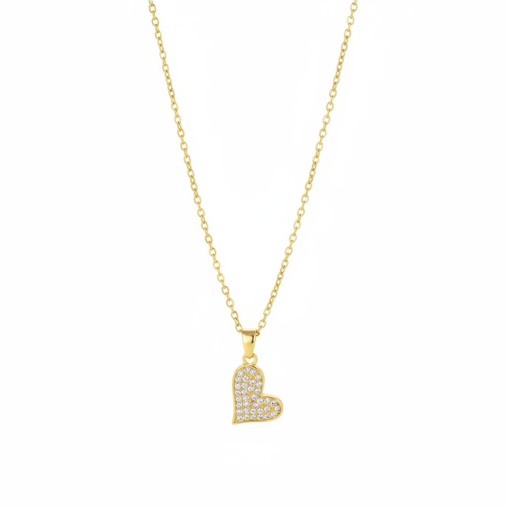 Cubic Zirconia & 18K Gold-Plated Heart Pendant Necklace - Street Region