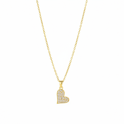 Cubic Zirconia & 18K Gold-Plated Heart Pendant Necklace - Street Region