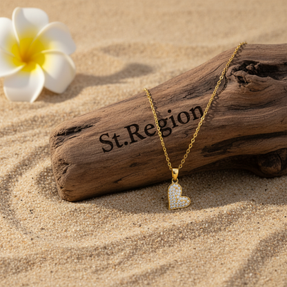 Cubic Zirconia & 18K Gold-Plated Heart Pendant Necklace - Street Region