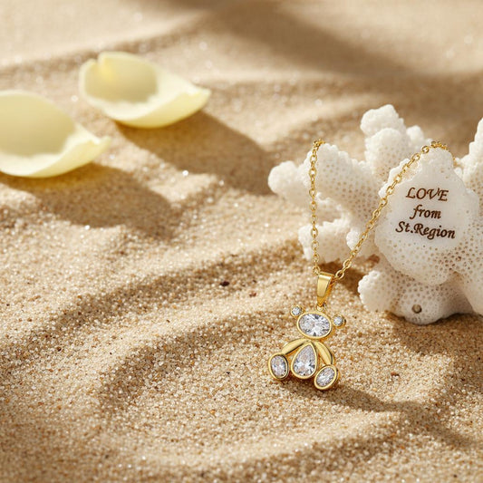 Crystal & Cubic Zirconia 18K Gold-Plated Bear Pendant Necklace
