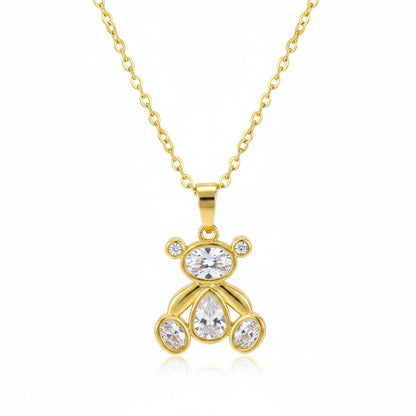 Crystal & Cubic Zirconia 18K Gold-Plated Bear Pendant Necklace