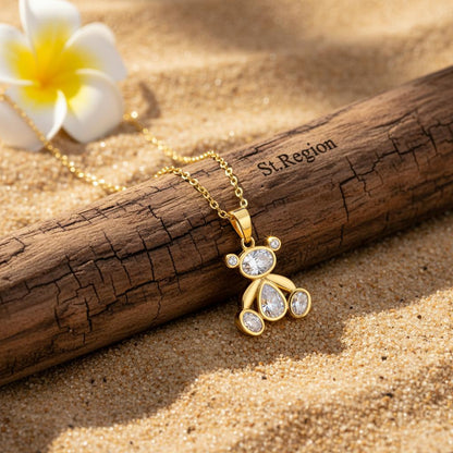 Crystal & Cubic Zirconia 18K Gold-Plated Bear Pendant Necklace