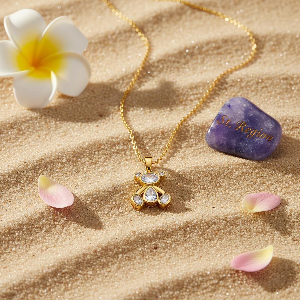 Crystal & Cubic Zirconia 18K Gold-Plated Bear Pendant Necklace