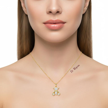 Crystal & Cubic Zirconia 18K Gold-Plated Bear Pendant Necklace