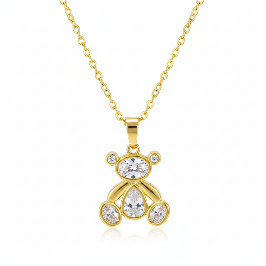 Crystal & Cubic Zirconia 18K Gold-Plated Bear Pendant Necklace