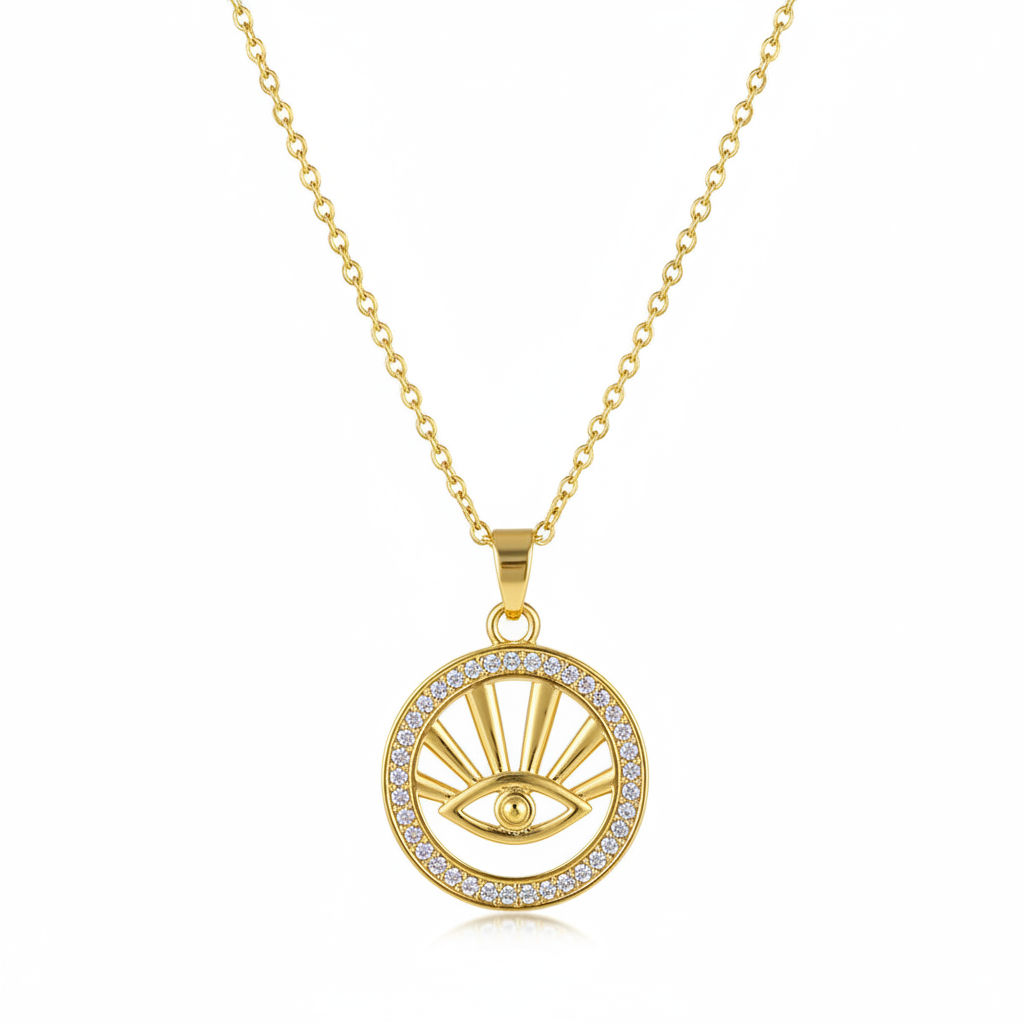 Cubic Zirconia & 18K Gold-Plated Eye Pendant Necklace - Street Region