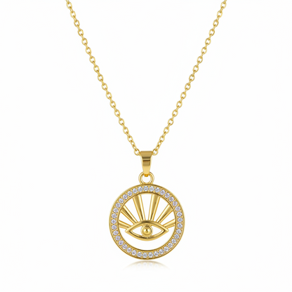 Cubic Zirconia & 18K Gold-Plated Eye Pendant Necklace - Street Region