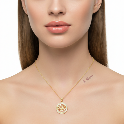 Cubic Zirconia & 18K Gold-Plated Eye Pendant Necklace - Street Region