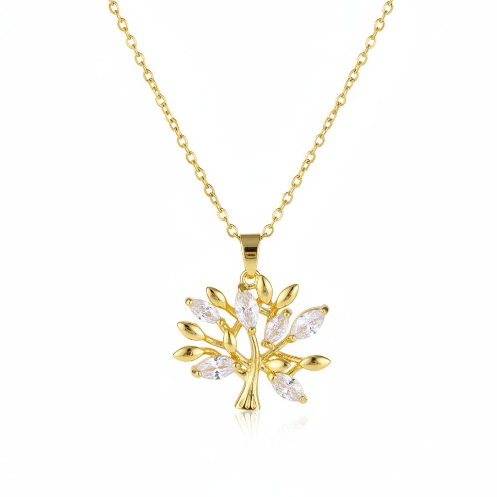 Crystal & 18K Gold-Plated Tree Pendant Necklace - Street Region