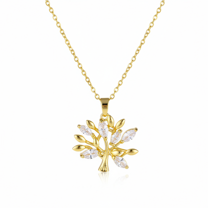Crystal & 18K Gold-Plated Tree Pendant Necklace - Street Region