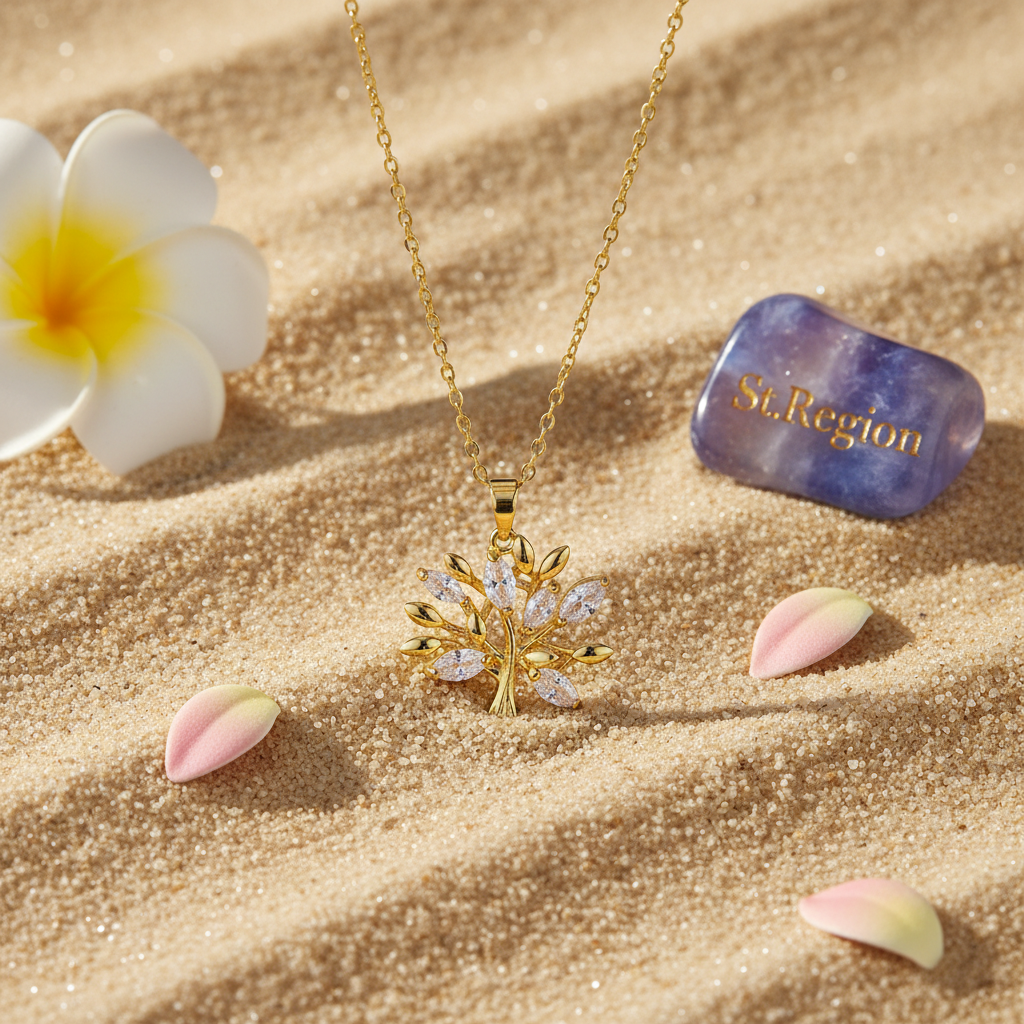 Crystal & 18K Gold-Plated Tree Pendant Necklace - Street Region