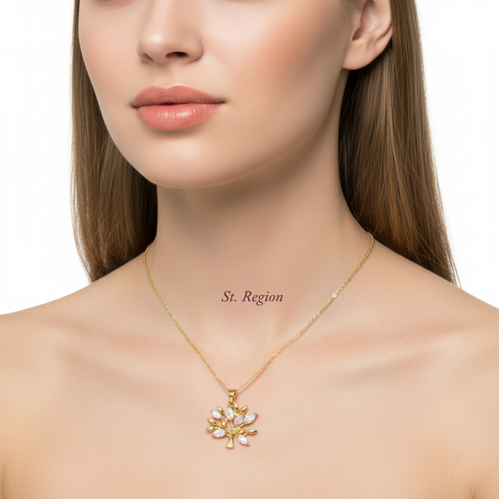 Crystal & 18K Gold-Plated Tree Pendant Necklace - Street Region