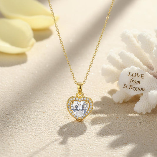 Crystal & Cubic Zirconia 18K Gold-Plated Heart Pendant Necklace