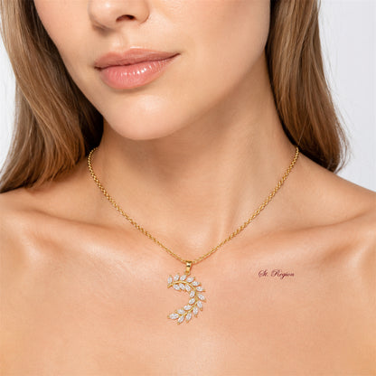 Crystal & 18K Gold-Plated Olive Branch Pendant Necklace - Street Region