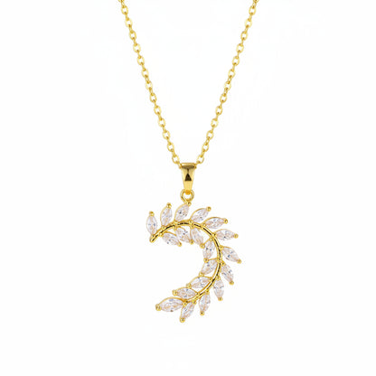 Crystal & 18K Gold-Plated Olive Branch Pendant Necklace - Street Region